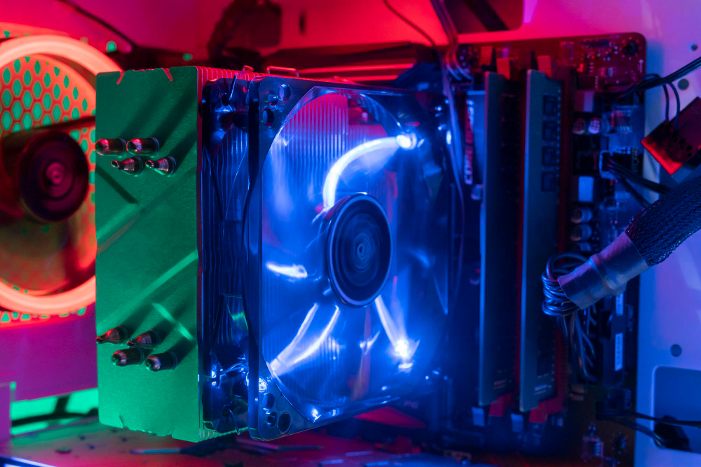 nuevo ventilador enfriador color rgb instalado cpu computadora juegos